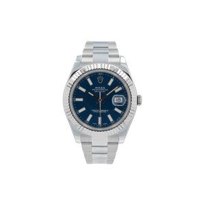 Rolex Datejust 126334 41mm Blue Luminous Index Dial Fluted Bezel Oyster Band